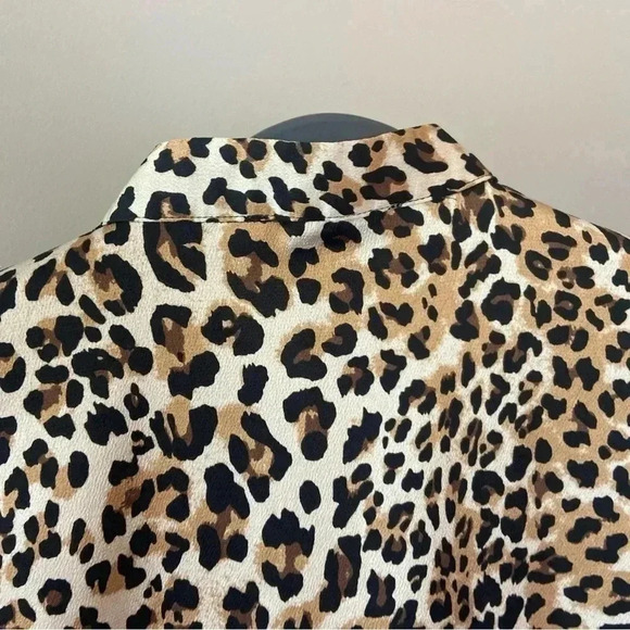 Ellison Maxi Dress Size L Animal Cheetah Print Slinky Mob Wife Comfy Button Down - Picture 7 of 9